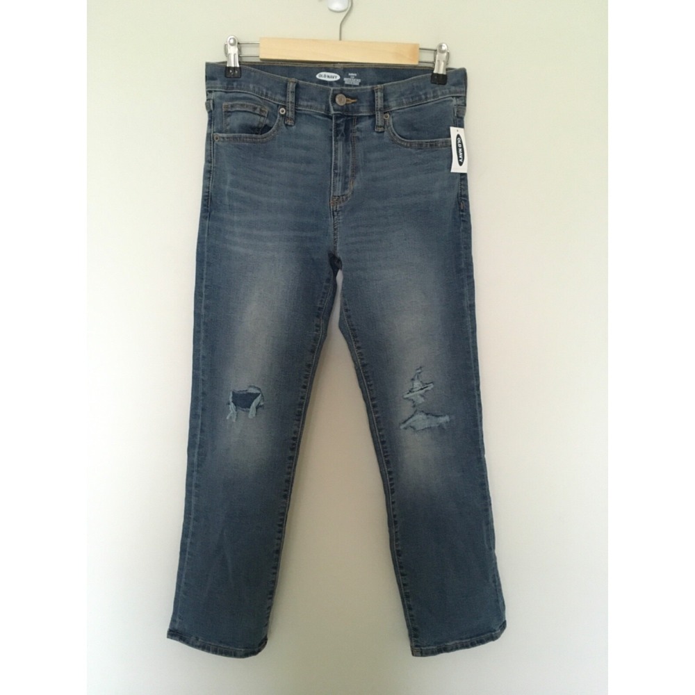 Old Navy Jeans Boys 12 Plus Blue Denim Straight Leg Karate Slim Adjustable Waist
